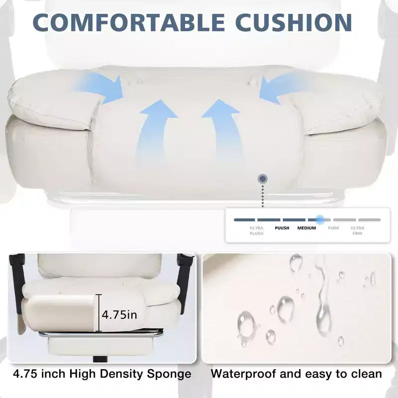 Sedia da Ufficio Ergonomica Beige/Nera con Massaggio a 7 Punti, Sedile Singolo