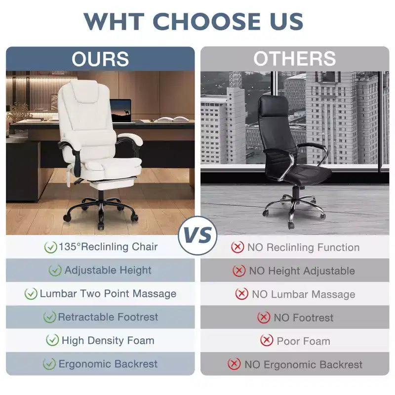 Sedia da Ufficio Ergonomica Beige/Nera con Massaggio a 7 Punti, Sedile Singolo