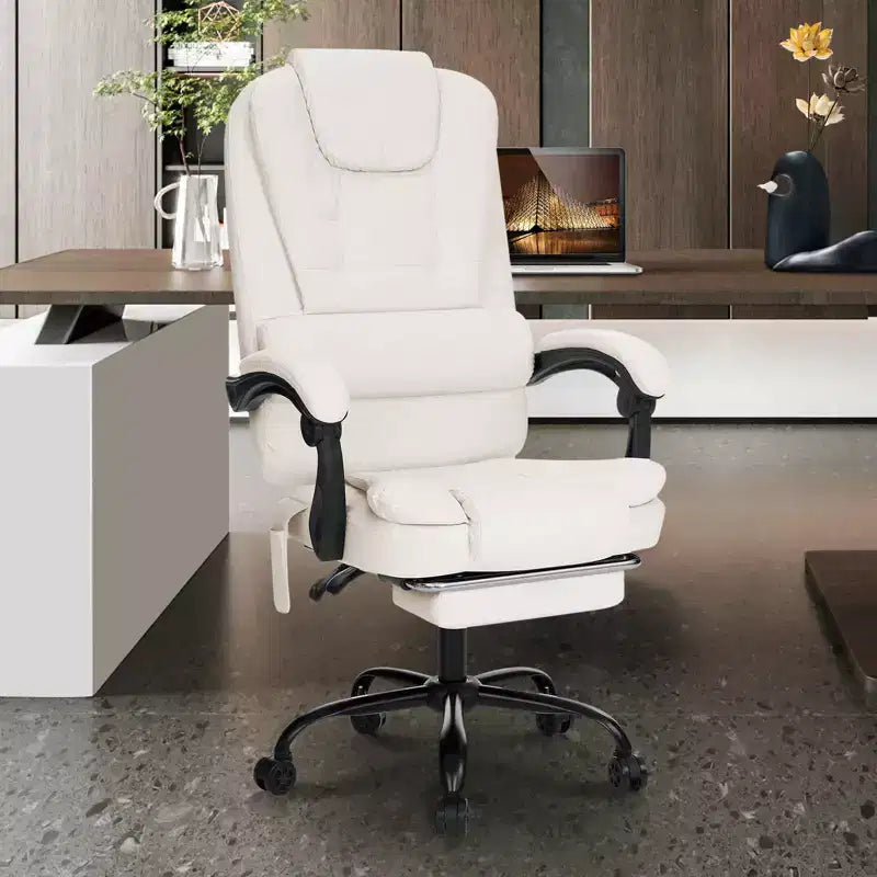 Sedia da Ufficio Ergonomica Beige/Nera con Massaggio a 7 Punti, Sedile Singolo
