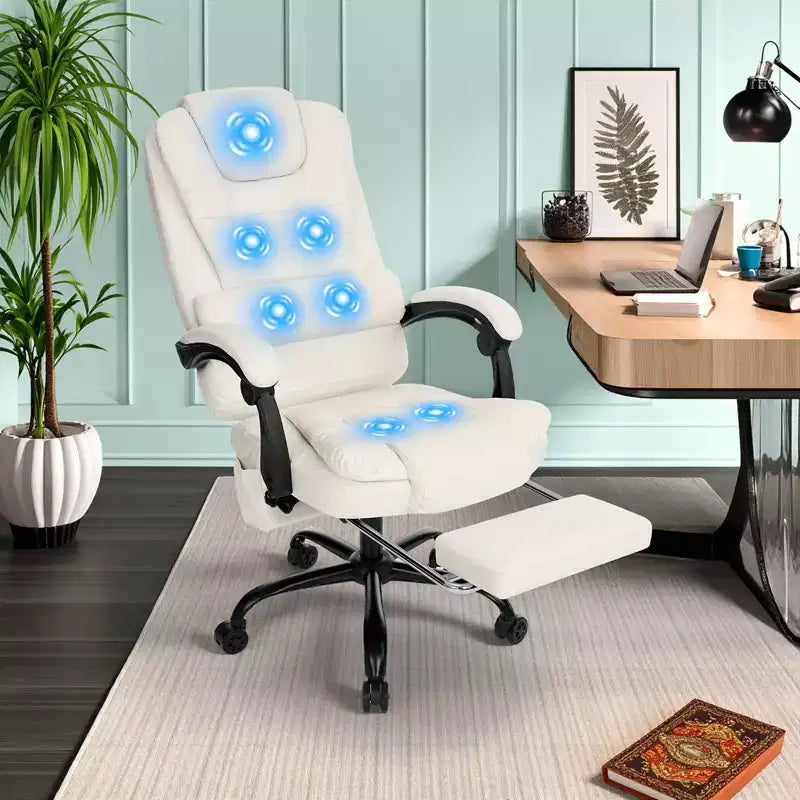 Sedia da Ufficio Ergonomica Beige/Nera con Massaggio a 7 Punti, Sedile Singolo