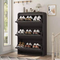 Wooden Shoe Cabinet with 3 Flip Drawers and Adjustable Shelf, Hidden Shoe Storage for Entryway, Hallway, and Living Room