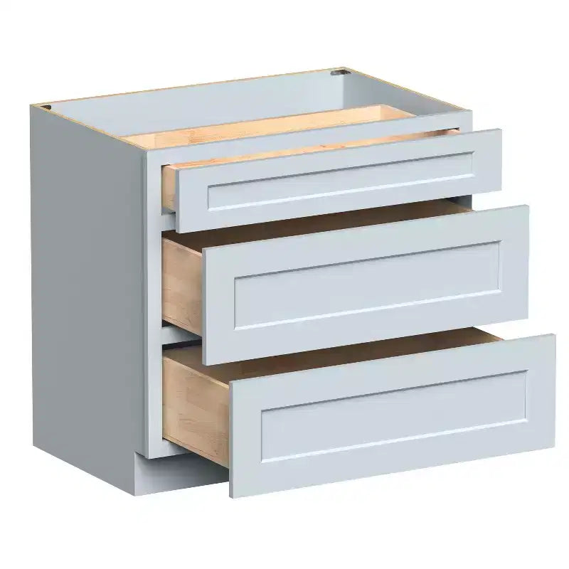 Mobile base cucina a 3 cassetti Dove Gray Shaker, montaggio a persona singola