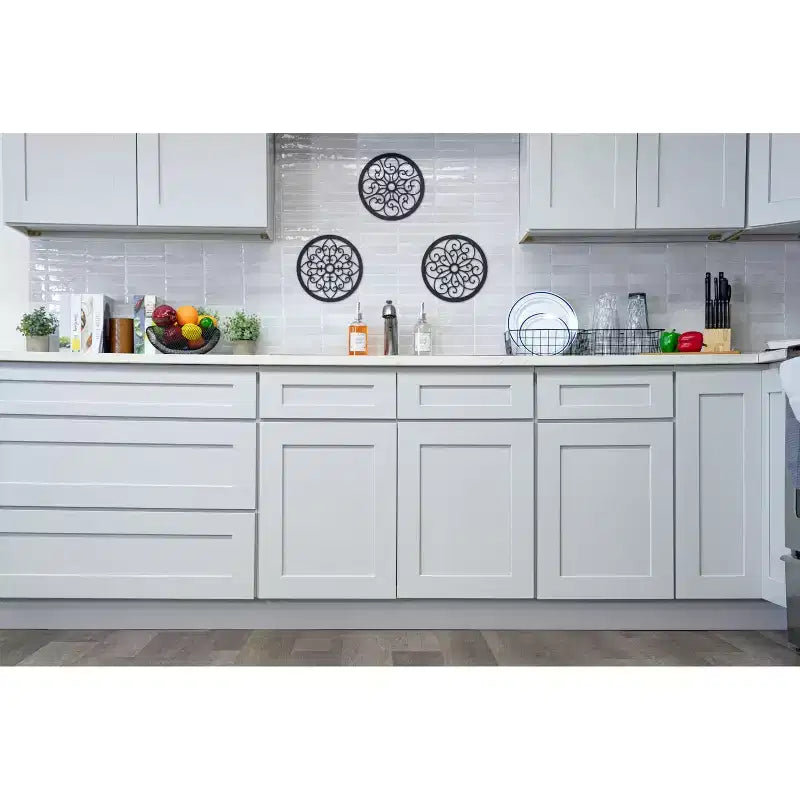 Mobile base cucina a 3 cassetti Dove Gray Shaker, montaggio a persona singola