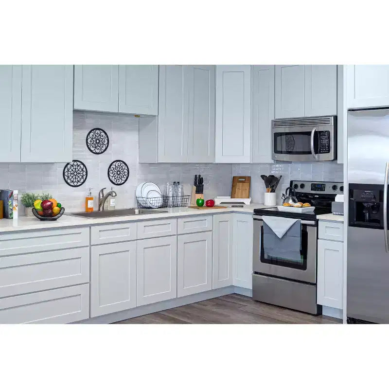 Mobile base cucina a 3 cassetti Dove Gray Shaker, montaggio a persona singola