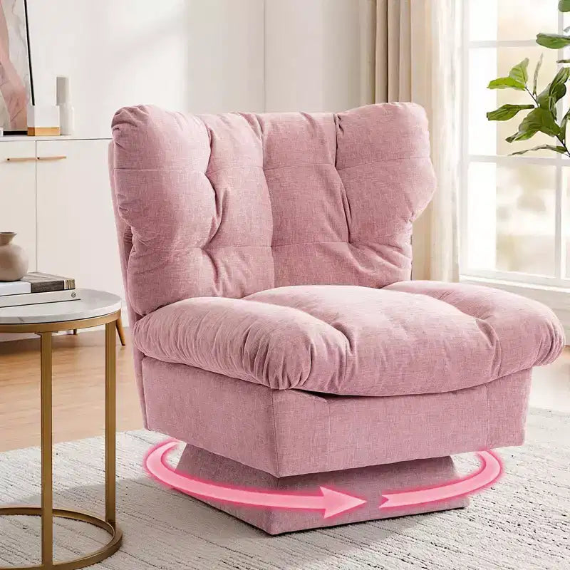 Poltrona girevole accent in beige/rosa senza braccioli, a seduta singola