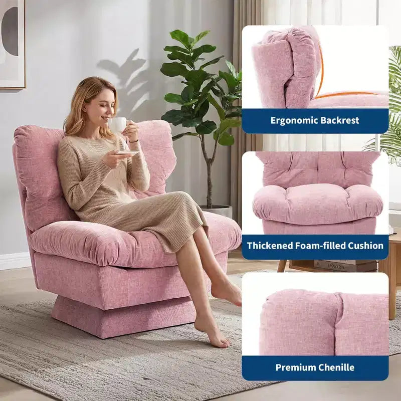 Poltrona girevole accent in beige/rosa senza braccioli, a seduta singola