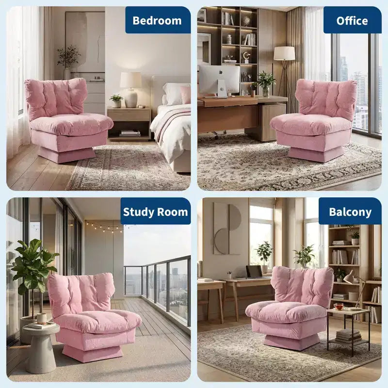 Poltrona girevole accent in beige/rosa senza braccioli, a seduta singola