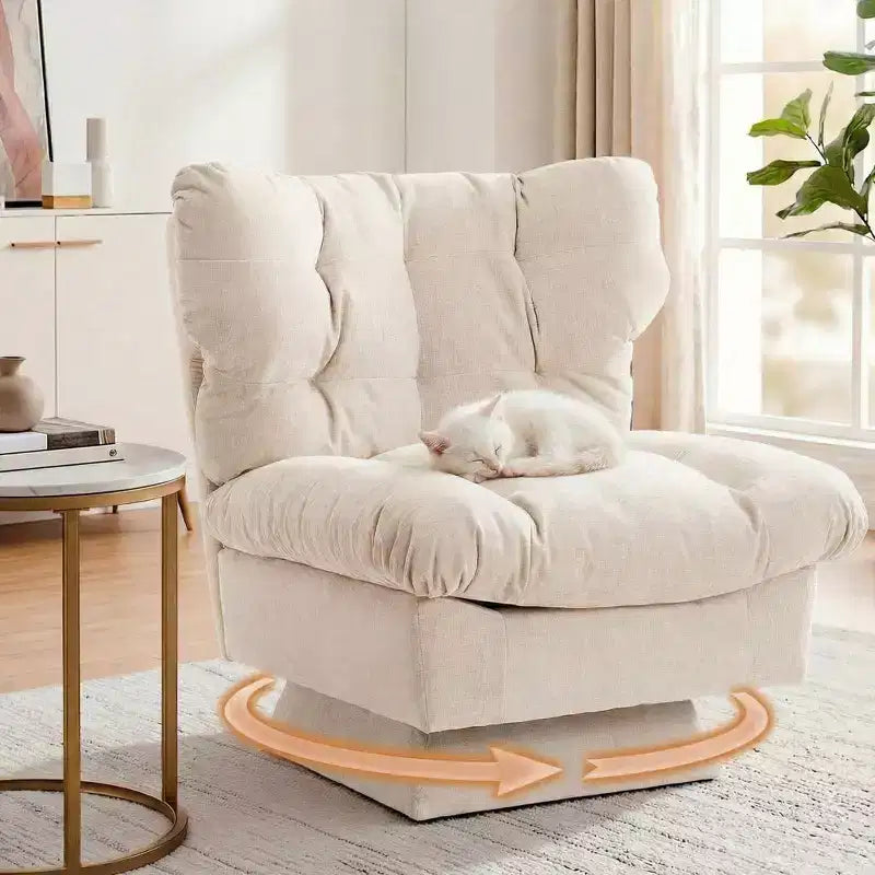 Poltrona girevole accent in beige/rosa senza braccioli, a seduta singola