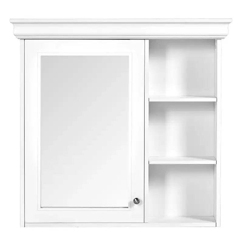 Mobiletto da bagno a parete nero/grigio/bianco con specchio, 3 ripiani, anta singola