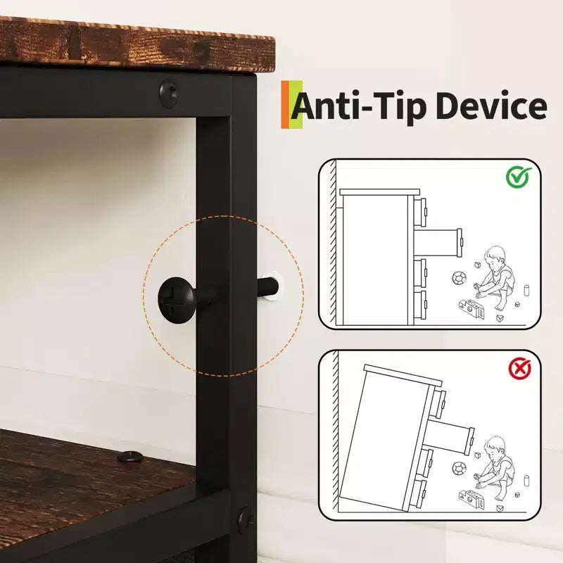 Mobile TV in tessuto da 63", 12 cassetti, Nero/Marrone/Bianco, Adatto per TV da 55-70"