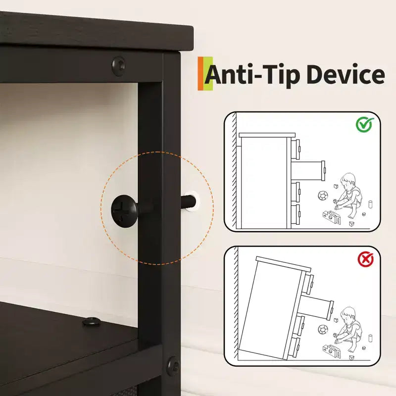 Mobile TV in tessuto da 63", 12 cassetti, Nero/Marrone/Bianco, Adatto per TV da 55-70"