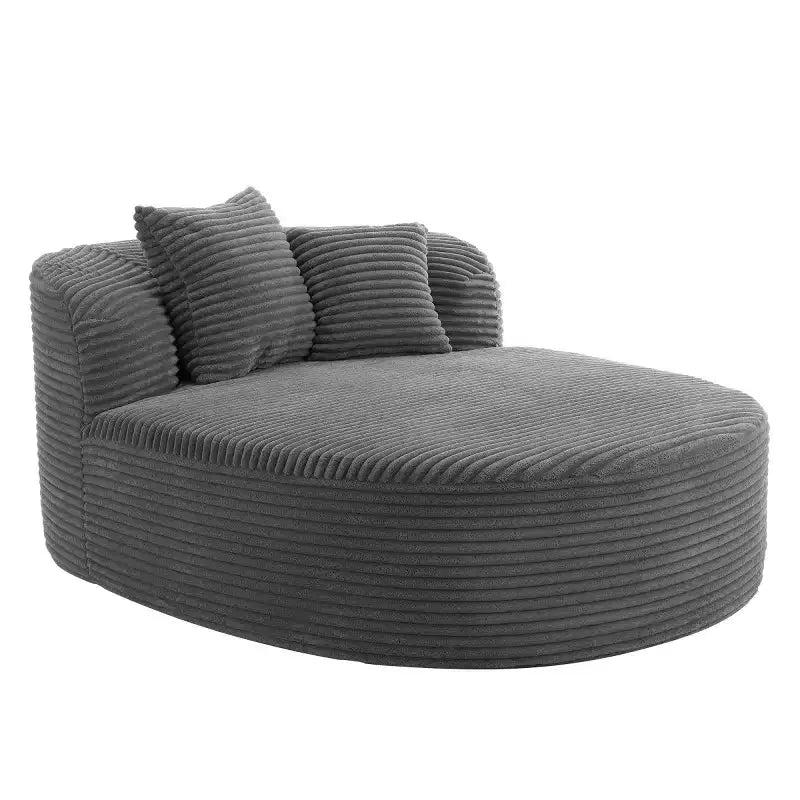 Divano Chaise Longue in Velluto a Coste Nero / Grigio / Verde / Rosa, Moderno Senza Struttura con 2 Cuscini, 1 Posto