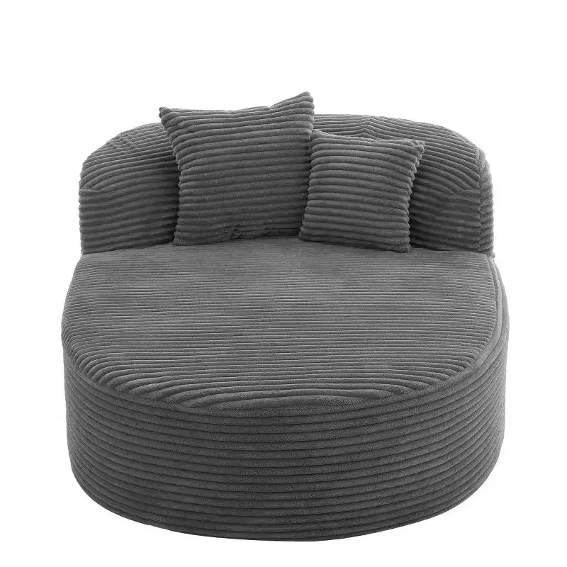 Divano Chaise Longue in Velluto a Coste Nero / Grigio / Verde / Rosa, Moderno Senza Struttura con 2 Cuscini, 1 Posto