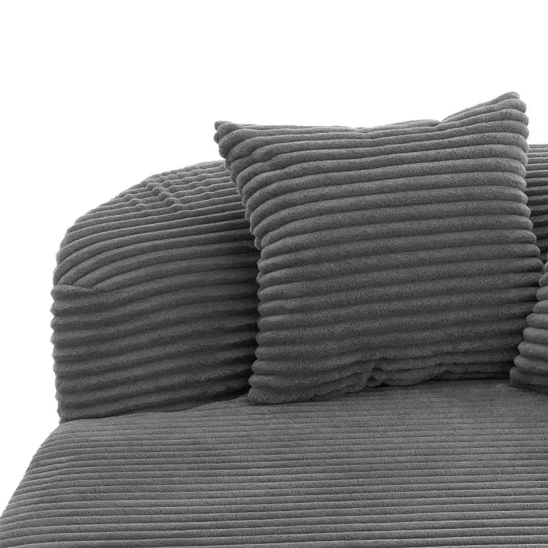 Divano Chaise Longue in Velluto a Coste Nero / Grigio / Verde / Rosa, Moderno Senza Struttura con 2 Cuscini, 1 Posto