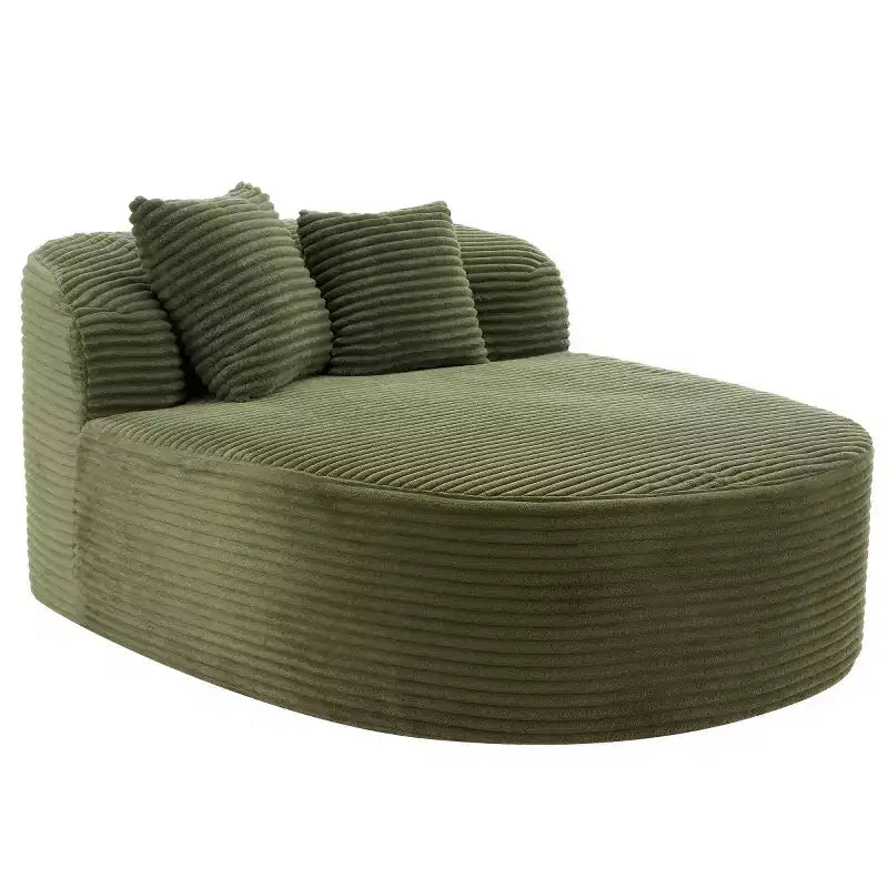 Divano Chaise Longue in Velluto a Coste Nero / Grigio / Verde / Rosa, Moderno Senza Struttura con 2 Cuscini, 1 Posto