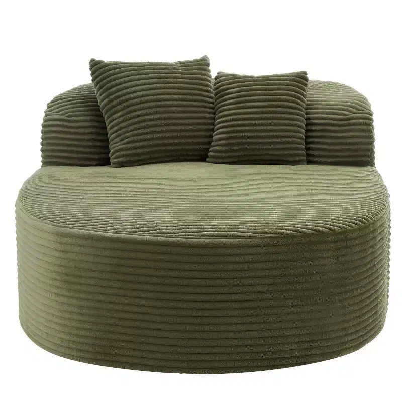 Divano Chaise Longue in Velluto a Coste Nero / Grigio / Verde / Rosa, Moderno Senza Struttura con 2 Cuscini, 1 Posto