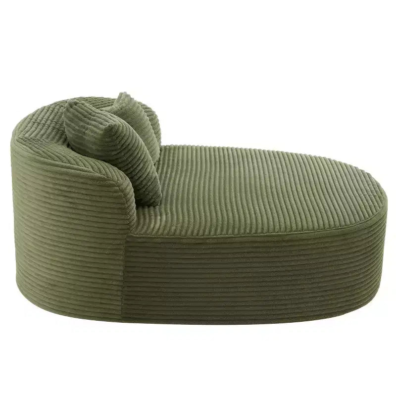 Divano Chaise Longue in Velluto a Coste Nero / Grigio / Verde / Rosa, Moderno Senza Struttura con 2 Cuscini, 1 Posto