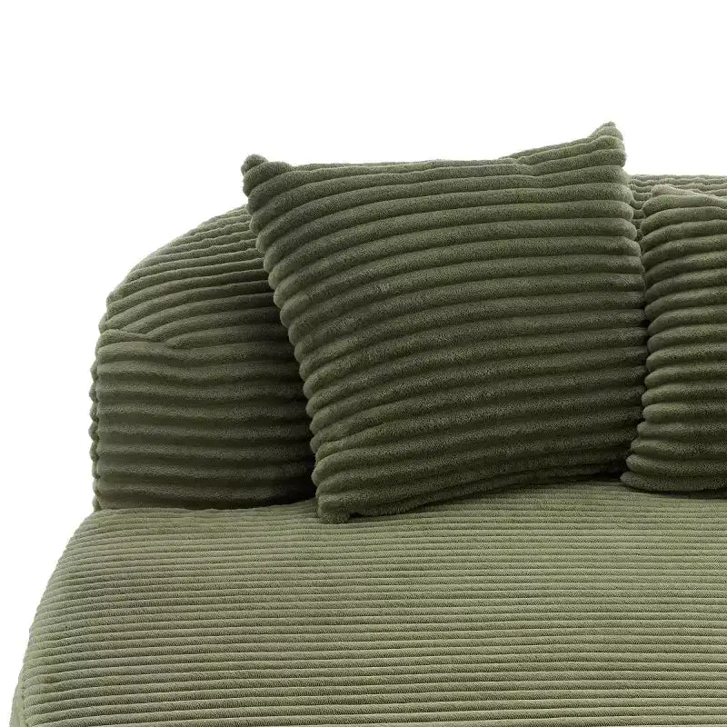 Divano Chaise Longue in Velluto a Coste Nero / Grigio / Verde / Rosa, Moderno Senza Struttura con 2 Cuscini, 1 Posto