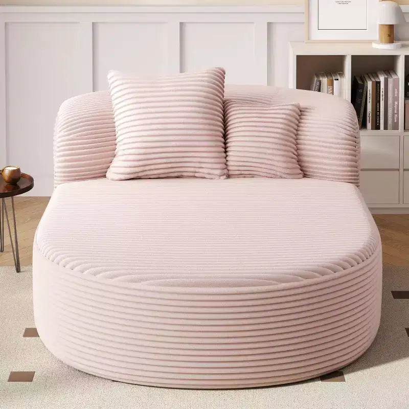 Divano Chaise Longue in Velluto a Coste Nero / Grigio / Verde / Rosa, Moderno Senza Struttura con 2 Cuscini, 1 Posto