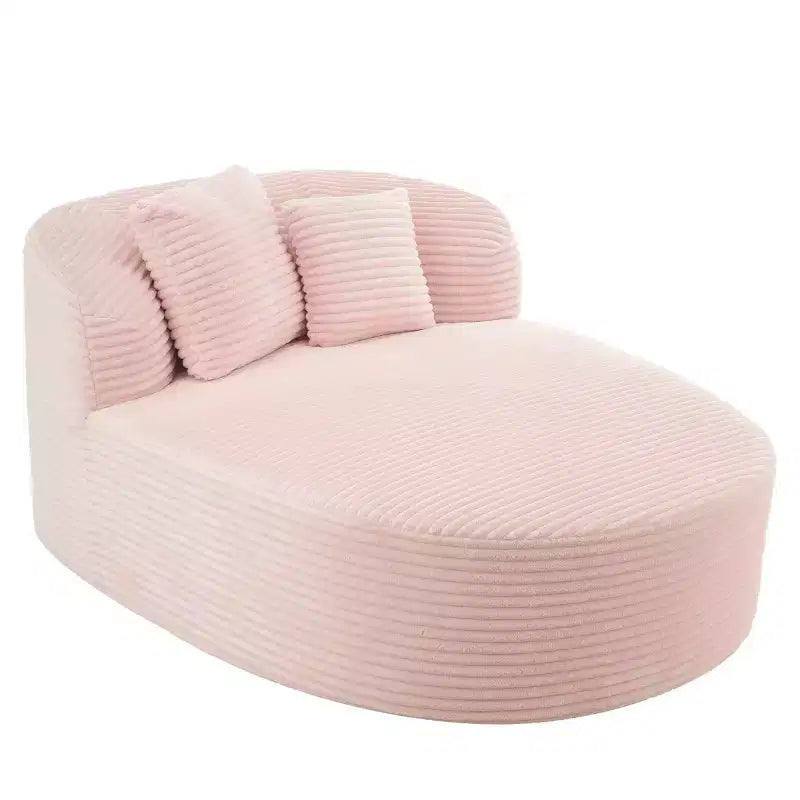 Divano Chaise Longue in Velluto a Coste Nero / Grigio / Verde / Rosa, Moderno Senza Struttura con 2 Cuscini, 1 Posto