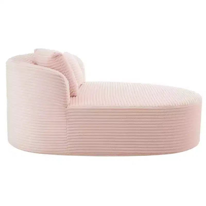 Divano Chaise Longue in Velluto a Coste Nero / Grigio / Verde / Rosa, Moderno Senza Struttura con 2 Cuscini, 1 Posto