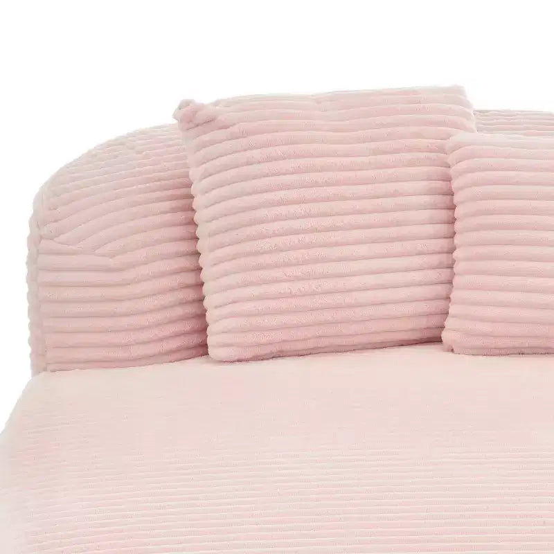 Divano Chaise Longue in Velluto a Coste Nero / Grigio / Verde / Rosa, Moderno Senza Struttura con 2 Cuscini, 1 Posto
