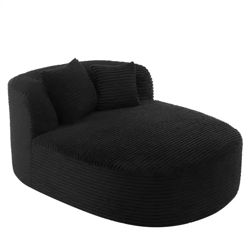 Divano Chaise Longue in Velluto a Coste Nero / Grigio / Verde / Rosa, Moderno Senza Struttura con 2 Cuscini, 1 Posto