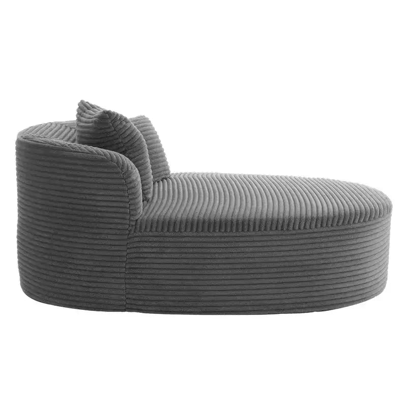 Divano Chaise Longue in Velluto a Coste Nero / Grigio / Verde / Rosa, Moderno Senza Struttura con 2 Cuscini, 1 Posto
