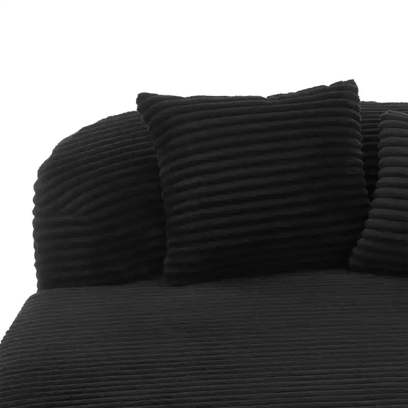 Divano Chaise Longue in Velluto a Coste Nero / Grigio / Verde / Rosa, Moderno Senza Struttura con 2 Cuscini, 1 Posto