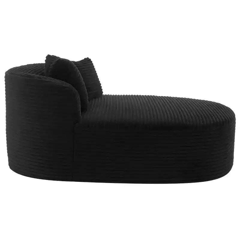 Divano Chaise Longue in Velluto a Coste Nero / Grigio / Verde / Rosa, Moderno Senza Struttura con 2 Cuscini, 1 Posto