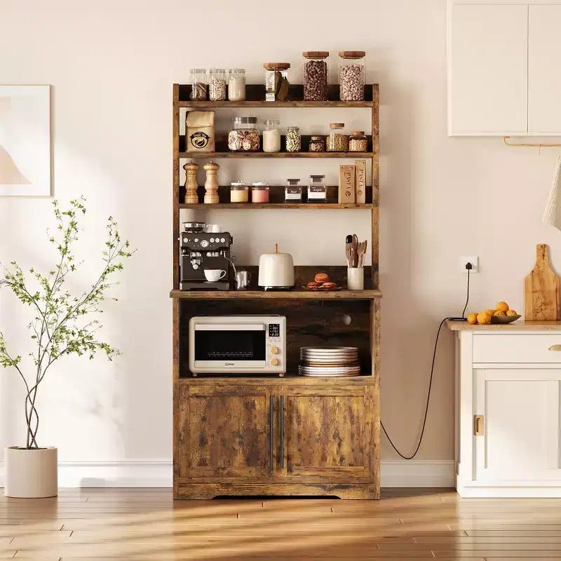 Pensile da cucina alto 63'' con mobiletto – grigio / colore retrò / bianco, stile rustico