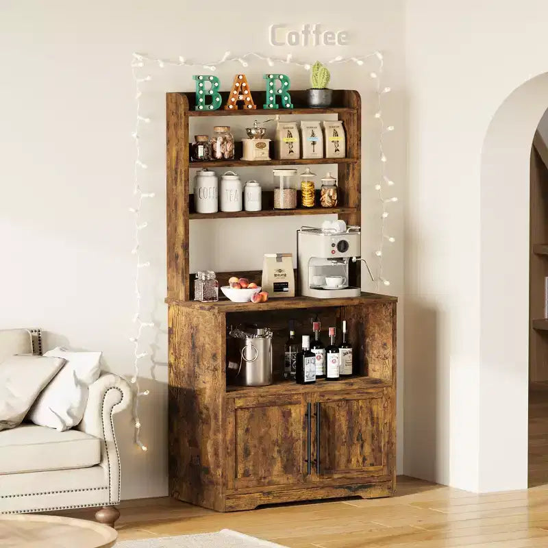 Pensile da cucina alto 63'' con mobiletto – grigio / colore retrò / bianco, stile rustico