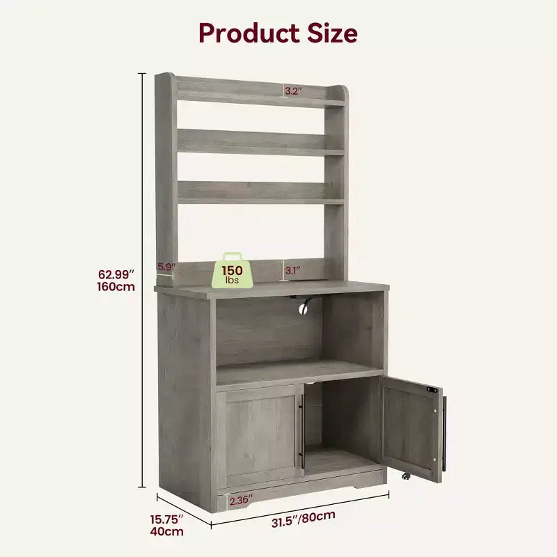 Pensile da cucina alto 63'' con mobiletto – grigio / colore retrò / bianco, stile rustico