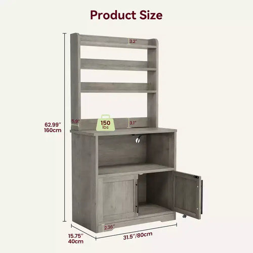 Pensile da cucina alto 63'' con mobiletto – grigio / colore retrò / bianco, stile rustico