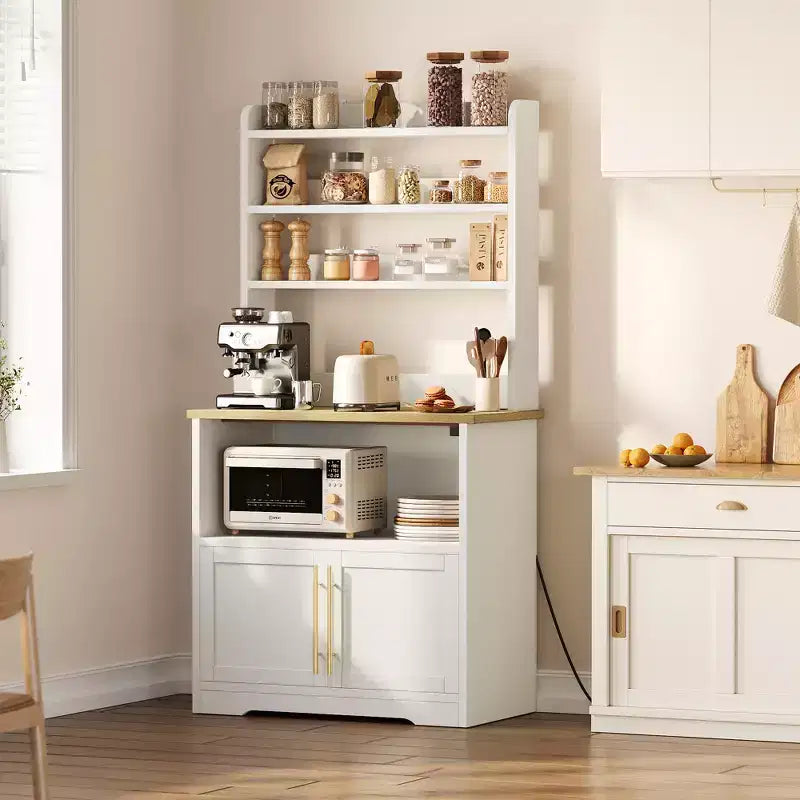 Pensile da cucina alto 63'' con mobiletto – grigio / colore retrò / bianco, stile rustico