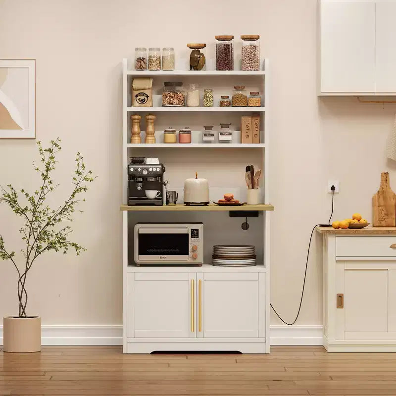 Pensile da cucina alto 63'' con mobiletto – grigio / colore retrò / bianco, stile rustico