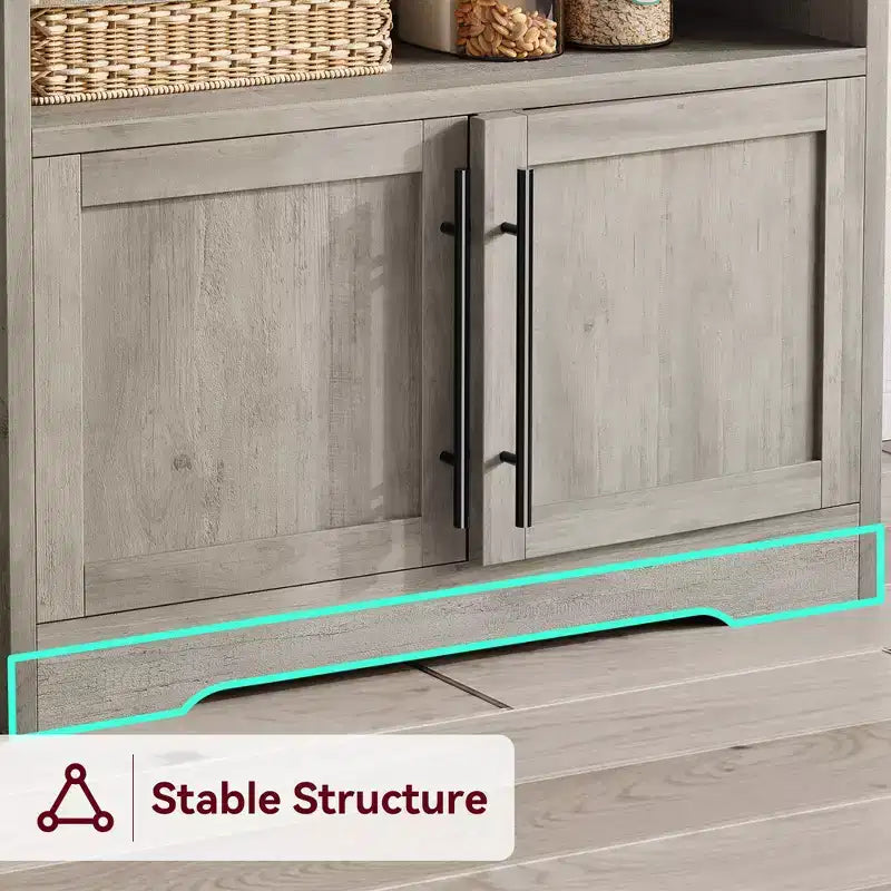 Pensile da cucina alto 63'' con mobiletto – grigio / colore retrò / bianco, stile rustico