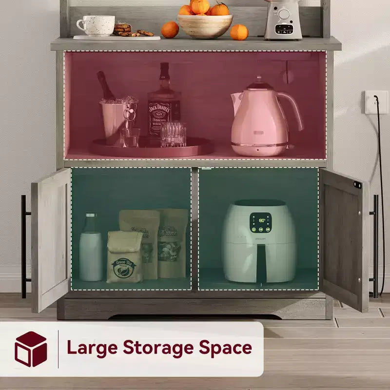 Pensile da cucina alto 63'' con mobiletto – grigio / colore retrò / bianco, stile rustico