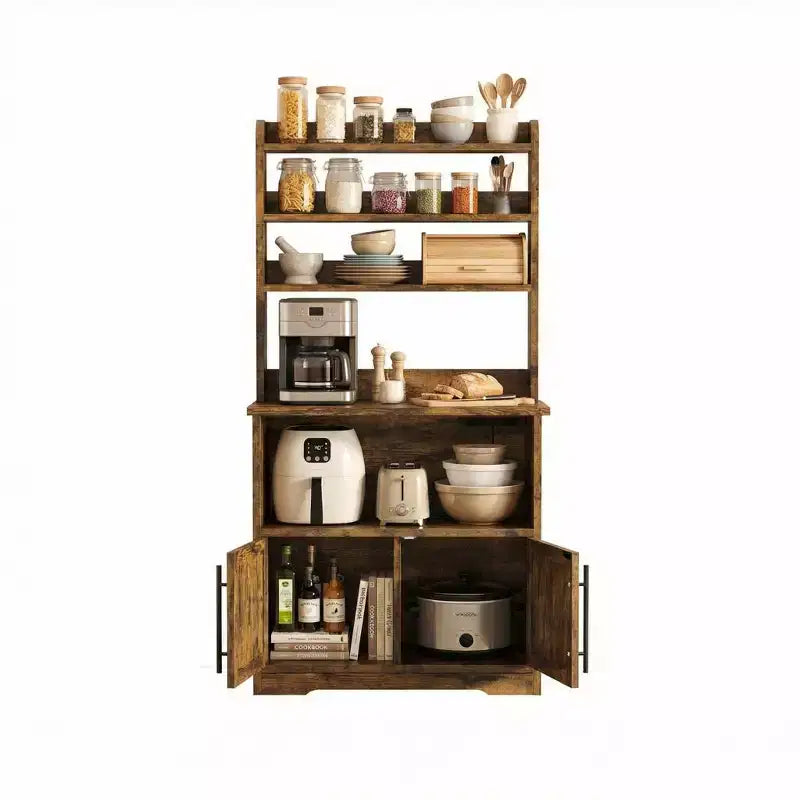 Pensile da cucina alto 63'' con mobiletto – grigio / colore retrò / bianco, stile rustico