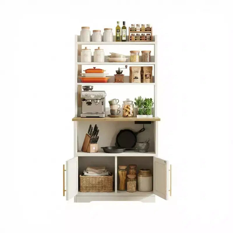 Pensile da cucina alto 63'' con mobiletto – grigio / colore retrò / bianco, stile rustico