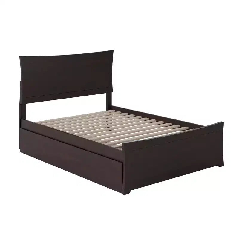 Letto a Piattaforma in Legno Naturale con Letto Estraibile, per 2