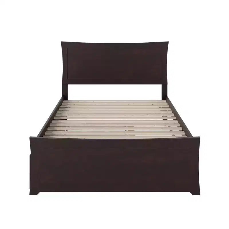 Letto a Piattaforma in Legno Naturale con Letto Estraibile, per 2