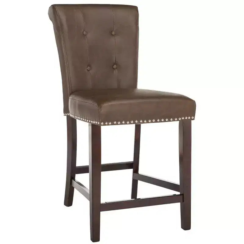Sgabello da bancone, Beige/Marrone/Grigio chiaro, Schienale medio trapuntato, Set da 2