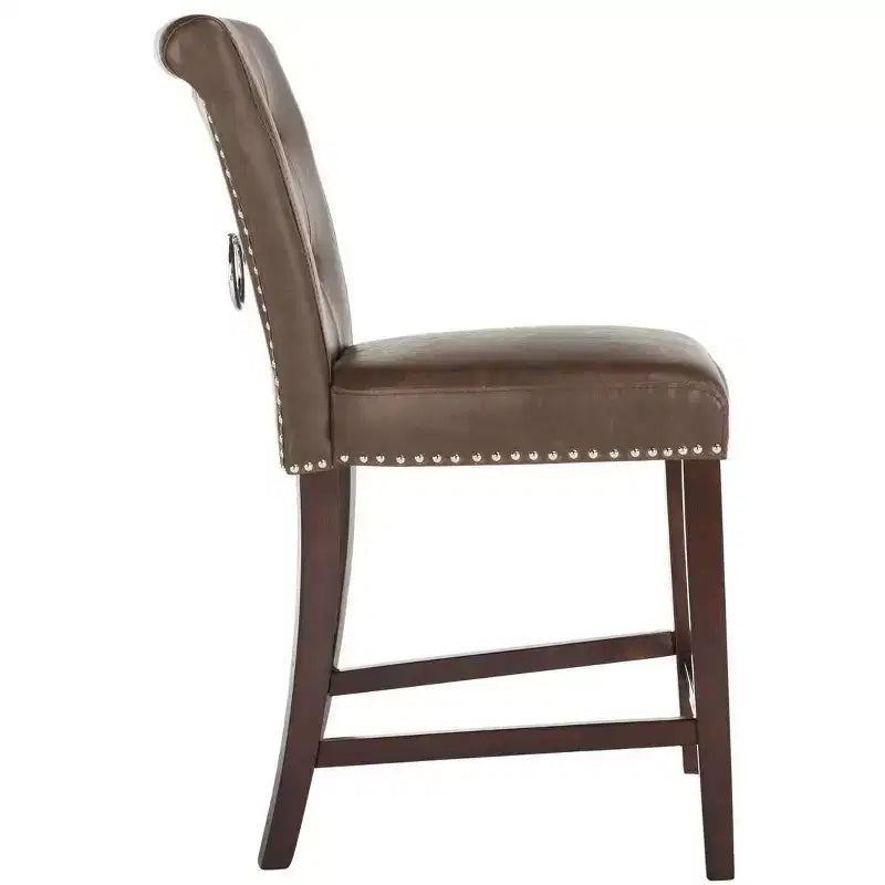 Sgabello da bancone, Beige/Marrone/Grigio chiaro, Schienale medio trapuntato, Set da 2