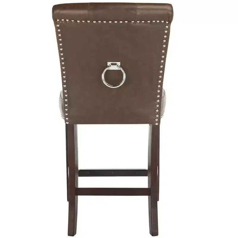 Sgabello da bancone, Beige/Marrone/Grigio chiaro, Schienale medio trapuntato, Set da 2