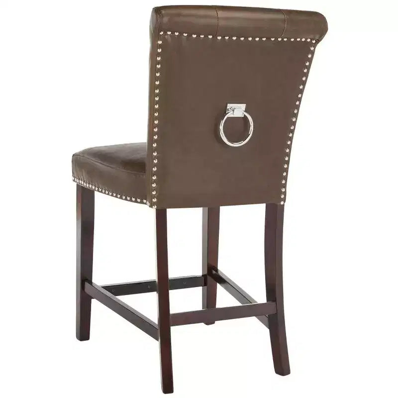 Sgabello da bancone, Beige/Marrone/Grigio chiaro, Schienale medio trapuntato, Set da 2