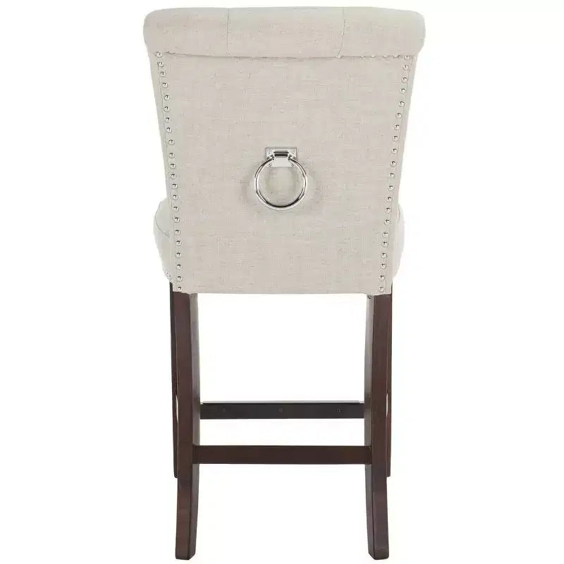 Sgabello da bancone, Beige/Marrone/Grigio chiaro, Schienale medio trapuntato, Set da 2
