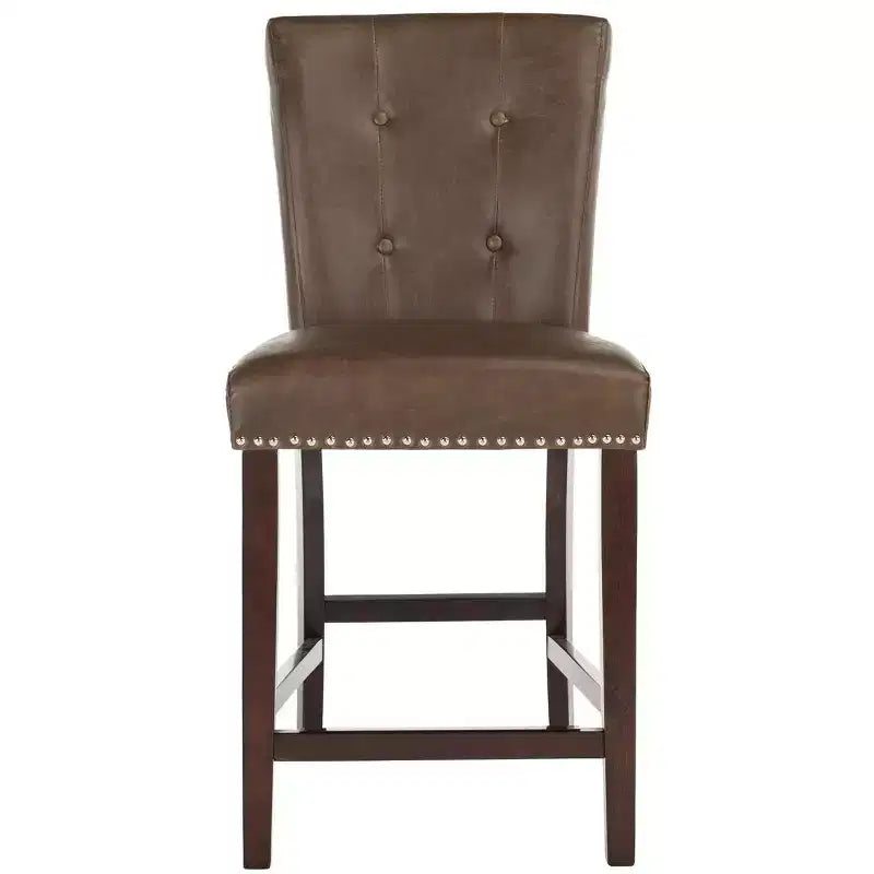 Sgabello da bancone, Beige/Marrone/Grigio chiaro, Schienale medio trapuntato, Set da 2