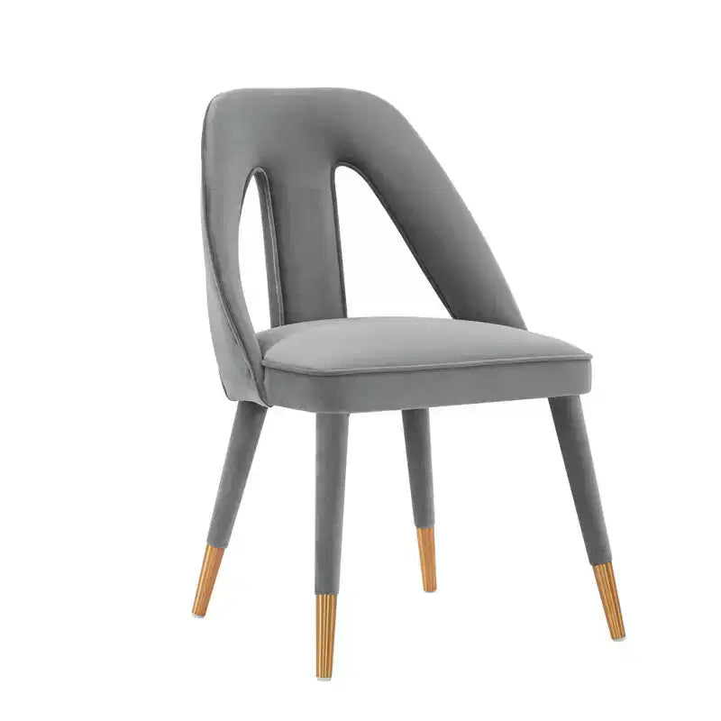 Sedia da pranzo moderna senza braccioli in velluto grigio/verde oliva, 1 posto