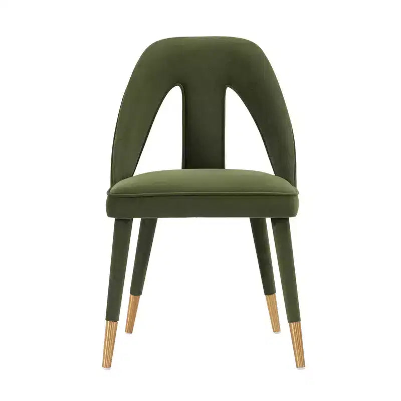 Sedia da pranzo moderna senza braccioli in velluto grigio/verde oliva, 1 posto